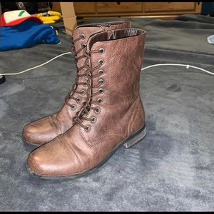 Brown leather combat boots size 6